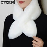 WTEMPO Solid Color Scarves for Ladies Neck Warmers Long Fluffy Scarf Thick Warm Neck Collar Faux Fur Muffler Scarf