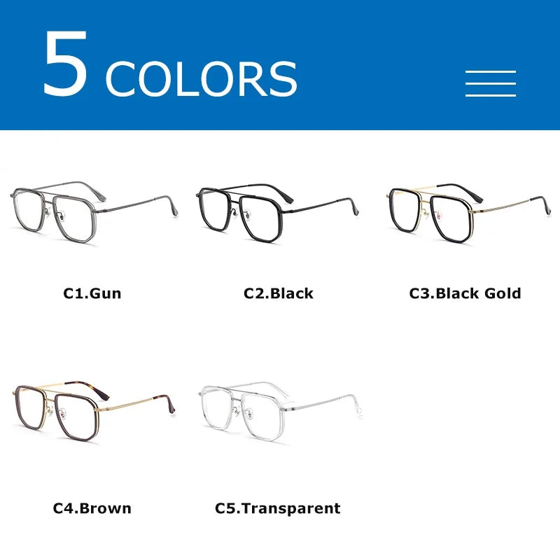 Vintage Titanium Eyeglasses Frame Men Square Myopia Prescription Glasses Women Retro Optical Luxury Brand Glasses Frame Eyewear