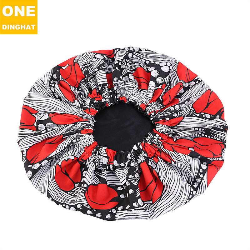2020 New No. plus-Sized African Printing round Cap Double-Layer Satin Lining Wide Edge Nightcap Chemotherapy Hat