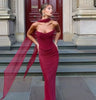 Suninheart Elegant Women 2 Piece Dress Set 2024 Strapless Bodycon Crop Top and Maxi Skirt Set Formal Wedding Guest Party Dress