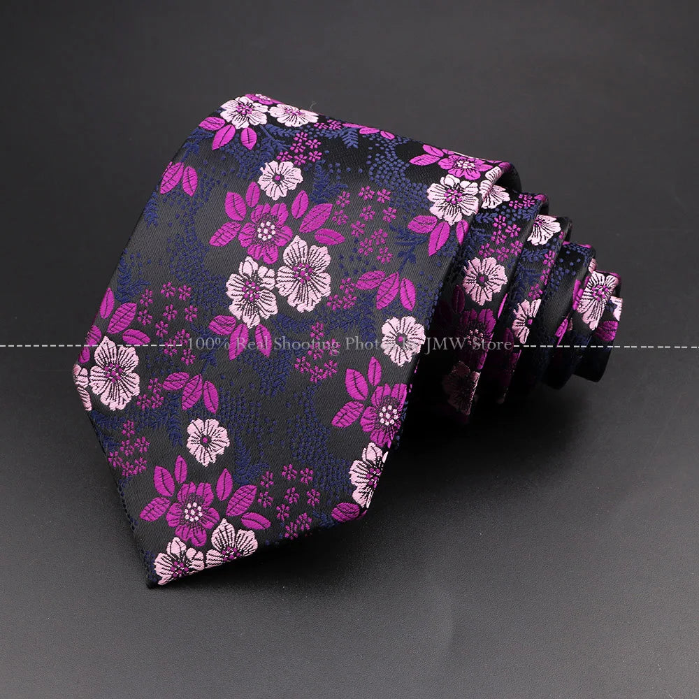 New Design Wedding Men Tie Purple Solid Striped Paisley Flower Neckties Men Business Dropshipping Groom Collar Accessories Gift