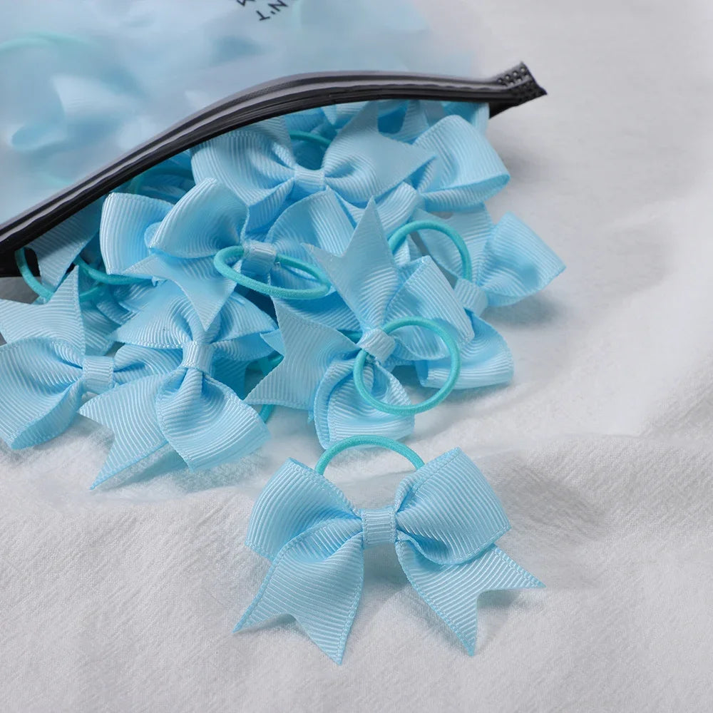 10Pcs/lot Grosgrain Ribbon Pigtail Hair Bows Elastic Hair Ties Hair Bands Holders Girls Baby Hair Accessories for Baby Infants