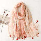 Fashion Printed Leopard Scarf Female Spring Muslim Women Hijab Scarves Tassel Large Size Headband Handkerchief Women's Bandana