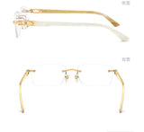 Frameless Horn Pure Titanium Glasses Frame with High-grade Natural White Horn Temples Can Be Matched with Myopia and Presbyopia.
