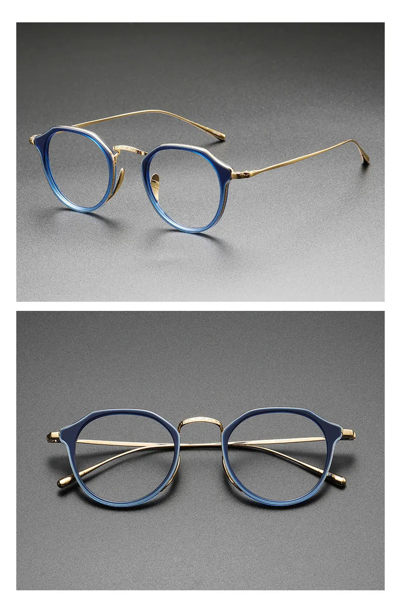 2025 New INS Men's Ultra Light Pure Titanium Glasses Frame Fashion Trend Women's Anti Blue Light Glasses Polygonal Prescription