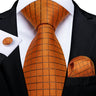 Men Tie Orange Paisley Luxury Silk Polyester Wedding Prom 8cm Necktie Set Pocket Square Cufflinks Gift for Husband Men Accessory