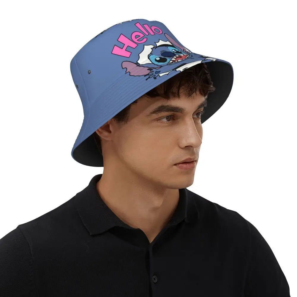 Unisex Kawaii Bucket Hats Funny Stitch Cartoon Accessories Bob Hat For Beach Headwear Lightweight