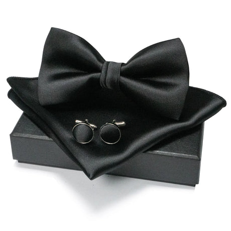 EASTEPIC Men's Bow Tie Sets Including Cufflinks and Handkerchieves Bow Ties with Adjustable Straps for Formal Occasions