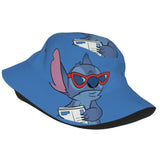 Unisex Kawaii Bucket Hats Funny Stitch Cartoon Accessories Bob Hat For Beach Headwear Lightweight