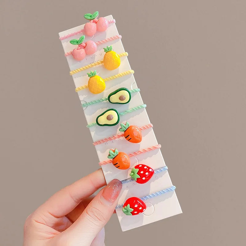 40PCS/10PCS Hair Accessories For Girl Elastic Hair Bands Cute Flowers Style Hair Ring Children Birthday Party Headdress Headwear