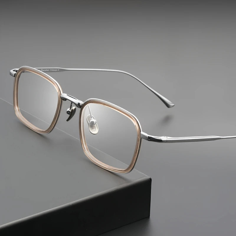 TFTB Retro All Pure Titanium Men's Glasses Luxury Square Small Framework Ultralight Optical Prescription Eyeglasses Frame 142mm