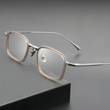 TFTB Retro All Pure Titanium Men's Glasses Luxury Square Small Framework Ultralight Optical Prescription Eyeglasses Frame 142mm