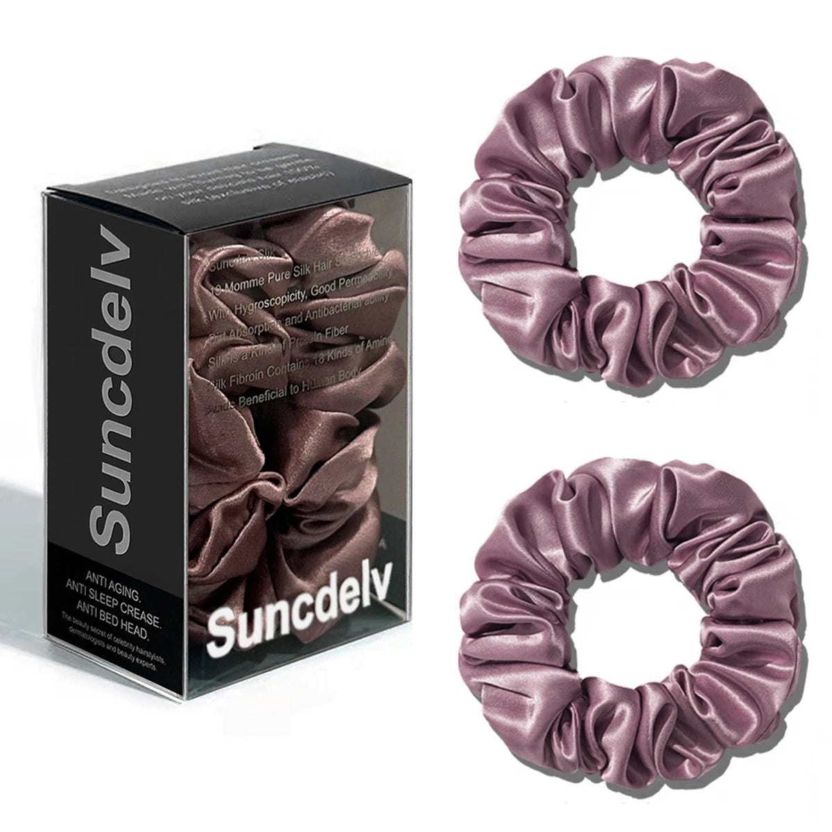 2PCS 3.5CM Mulberry Silk Scrunchies Women Grils Hair Ties for Hair Sleep No Damage Hairband Curly Hair Elastics Ponytail Holder