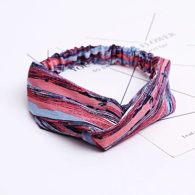 Women Headband New Fashion Hair Bands Bohemian Cross Elastic Hair Band For Ladies Black Purple Female Head band Hair Accessories