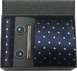 Classic 100% Silk Men's Ties In Gift box 8cm Plaid Dot Striped Business Necktie Handkerchief Cufflinks Wedding Party Tie Set