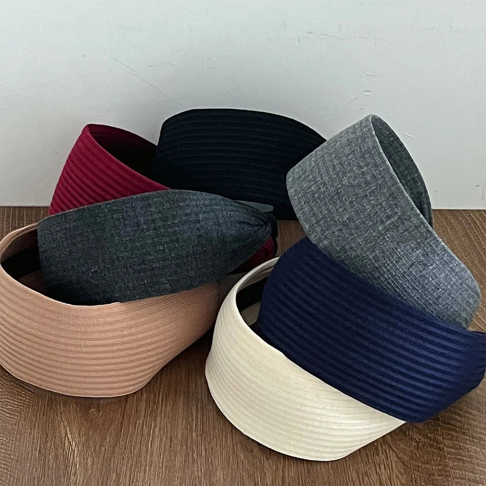 Women Very Wide Ribbed Knit Hairbands Tooth Headbands Non-slip For Washing Sports Simple Solid Color High Crown Headwrap 7cm