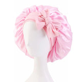 Women Shower Cap Sleeping Satin Bonnet Lace-up Bow Waterproof Women Braids Curly Night Hat Beauty Parlor Cap Salon Hat