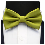 GUSLESON Silk Solid Pre-tied Bow Tie for Men Purple Black Yellow Double Fold Bow ties Waterproof Wedding Business Bowtie