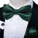 Classic Black Men Bow Ties 100% Silk Bowties Butterfly Pocket Square Cufflinks Set Suit Paisley Gold Pre-Tied Bow Tie DiBanGu
