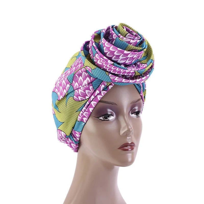 African Printed Satin-lined Turban Hat Women Fashion Dished Flower Hat All Kinds Of Popular Multifunction Wrap Head Ethnic Caps