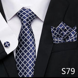 Luxury Tie Handkerchief Pocket Squares Cufflink Set Necktie For Men Blue Red Clothing Accessories