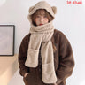 1Pc Cute Bear Ear Hat Scarf Gloves 3-in-1 Winter Warm Hedging Cap Women Windproof Plush Hat Scarf