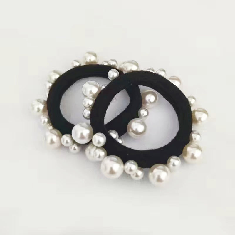 Korean Elastic Streamer Pearl Hair Ties Rope Female Students  Bands   Ins Rubber  Accessories for Women