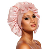 New Satin Sleeping Cap For Women Solid Wide Band Stretch Head Tie Silky Bonnet Edge Wrap Nightcap Hair Care Shower Head Cover