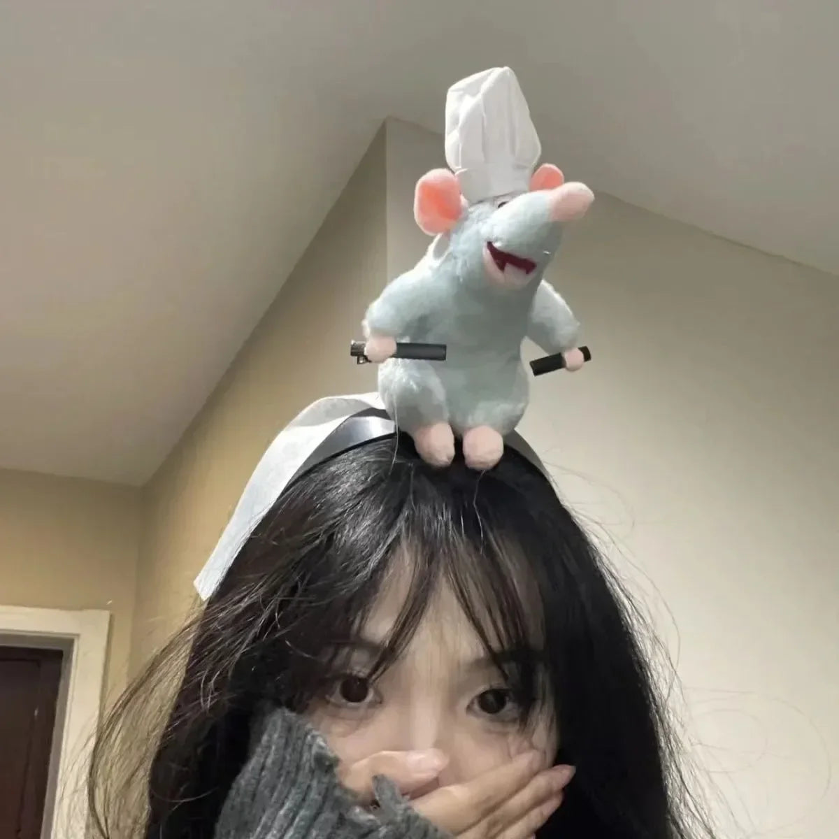 5PCS Headband Cartoon Mouse Hairband New Cartoon Plush Doll Headband French Wide-brim Hairpin Photo Headwear Creative Girl Gift