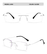 Titanium Reading Glasses Men High Quality Magnifying Presbyopic Eyeglasses Titanium Frames Anti Blue Light Rimless Glasses Men