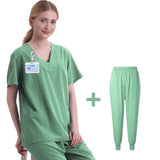 New Scrubs Set Medical Uniforms Stretch Scrub Tops with Pocket Pants Nurse Uniform Doctor Surgery Overalls Beauty Salon Workwear