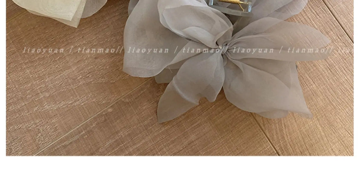New Mesh Bow Grip Clip Female Ponytail Braid Hair Claw Clip Elegant Girl Hair Clip Hair Accessories Gift Headdress