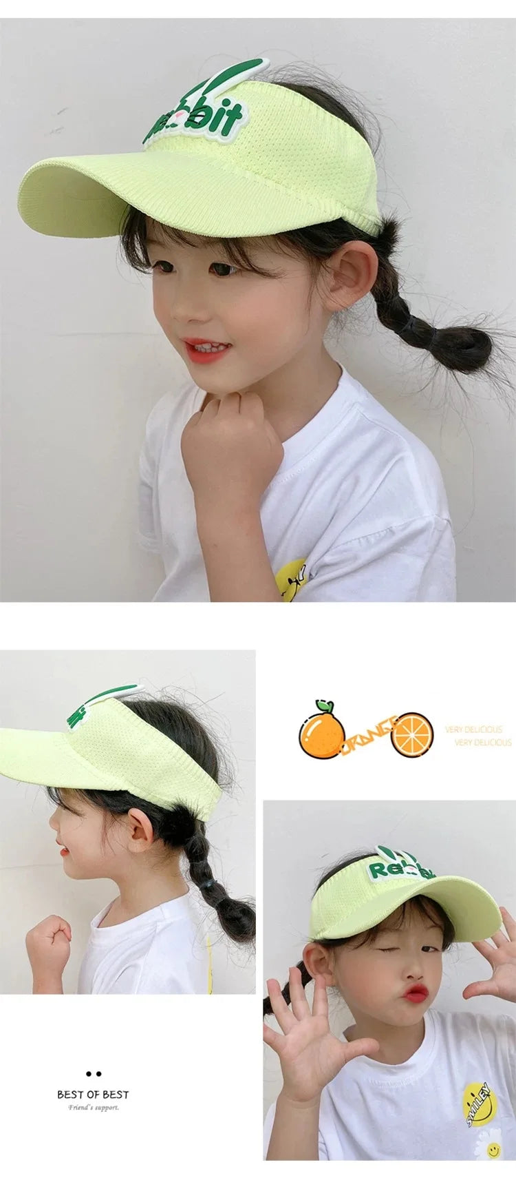 2023 New Kids Sun Hats Children Summer Visors Cute Rabbit Wings Bunny Hat Summer Hat for Kids Boys Girls Hats 3-12years Old