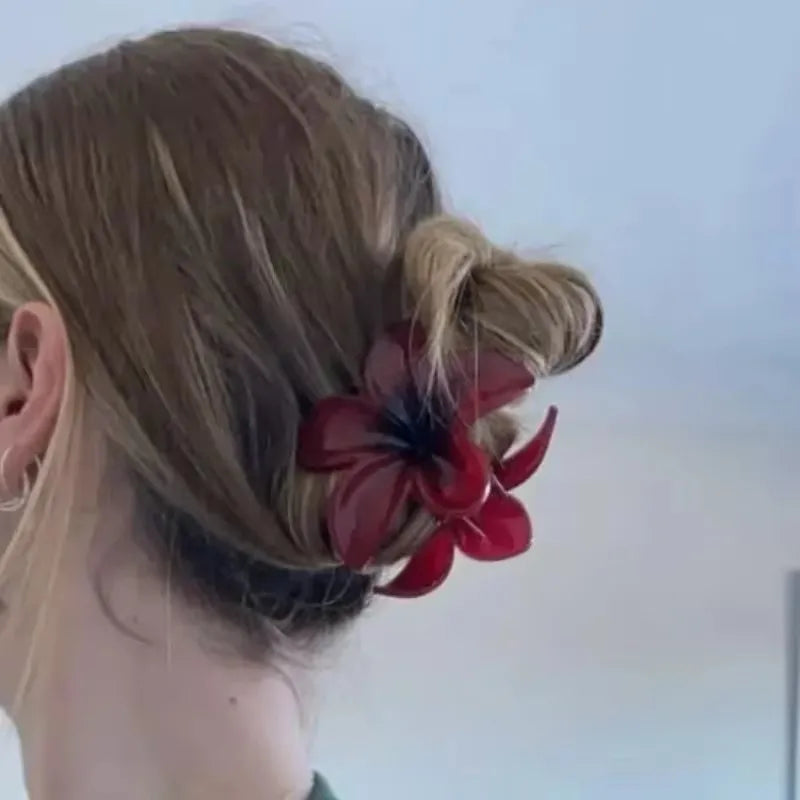 Gradient Flower Hair Clip Beach Hairpins Flower Claw Clips Hawaiian Style Headwear Summer Flower Hairpins Girls Hair Accessories