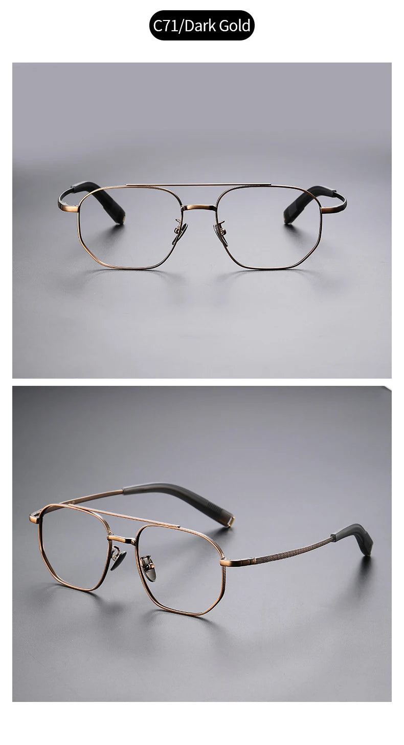 Trendy Men's Large size Titanium Frames Stylish, Double Bridge, Casual, Comfortable, Optical Prescription Eyewear for Men 07518