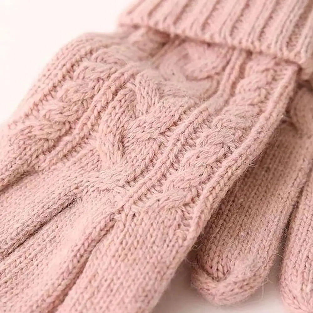 Wool Hat Scarf Gloves Set Necessory Winter warm Solid color Ladies Hat knitting Knitted Beanie Cap Women