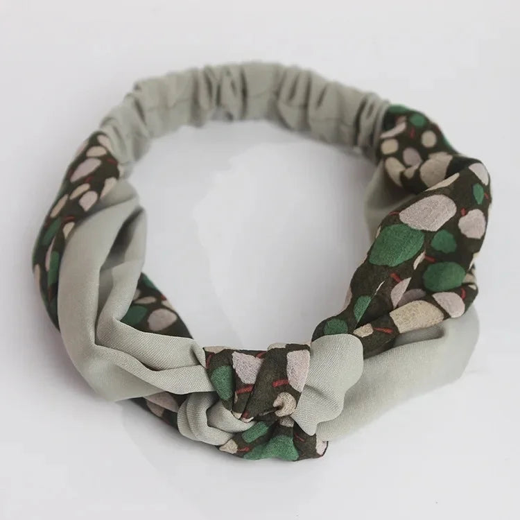 Clearance Fresh Colorful Turban Headbands Women Spring Summer Chiffon Headband Head Wrap Wide Lattice Hairband Hair Accessories