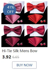 Hi-Tie Brand Silk Pre-tied Men's Bow Tie Hanky Cufflinks Set Bowtie for Male Jacquard Solid Paisley Floral Wedding Business Gift