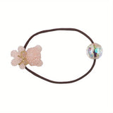 Headbands for Girls Baby Hair Clips 2pcsMinimalist Bear Hair Ties - Bouncy Beaded Elastics for Girls Baby Accessories