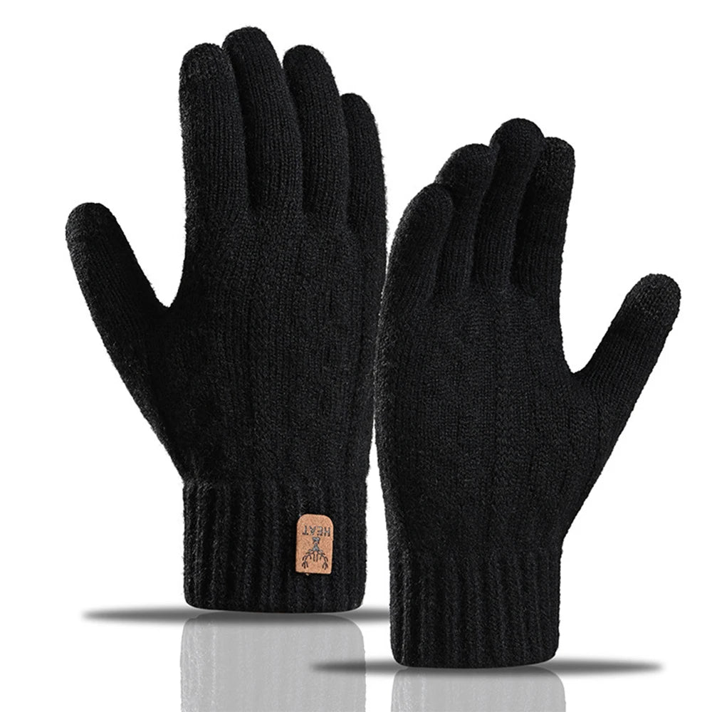 Winter Warm Gloves for Men and Women, Touchscreen Thickened Knitted Gloves, Outdoor Cycling Sports, Cold resistant Gloves