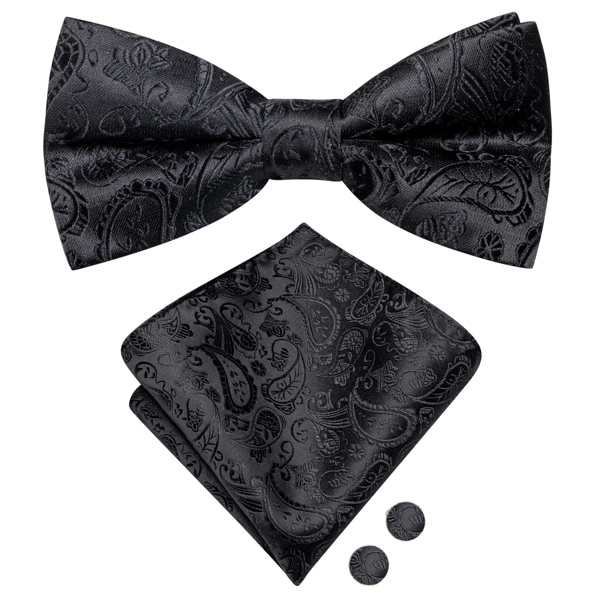 Dropshipping Solid Silk Mens Bow Tie Hanky Cufflinks Set Pre-tied Butterfly Knot Bowtie Wholesale for Male Wedding Business