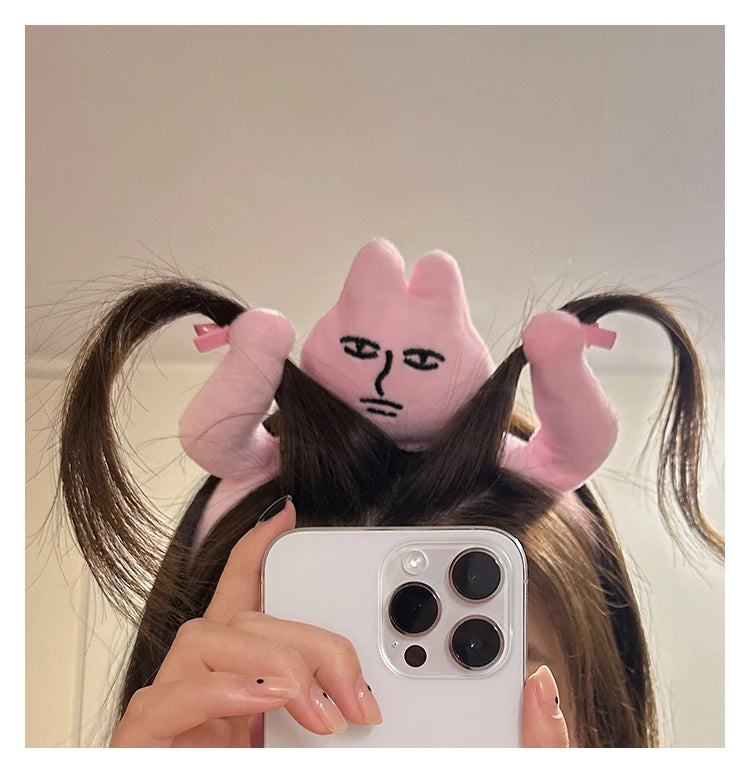 New Kawaii Pink Rabbit Banana Guinea Pig Plush Headband Creative Funny Fun Fashion Portable Cute Anime Headband for Woman Girls