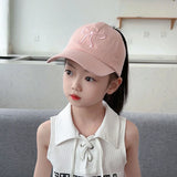 Sweet Bow Baby Girl Baseball Caps Pink White Children Sun Hat High Ponytail Kids Boy Sun Hats Adjustable Outdoor Travel Caps New
