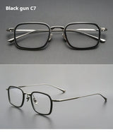 TFTB Retro All Pure Titanium Men's Glasses Luxury Square Small Framework Ultralight Optical Prescription Eyeglasses Frame 142mm