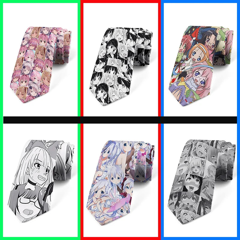 Anime cartoon printing men's tie unisex casual creative tie novelty unique accessories business gifts wedding shirt accessories