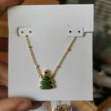 YEEVAA Christmas Series Snowflake/Holiday Tree/Candy Cane Short Pendant Necklace, Fashion Jewelry for Women