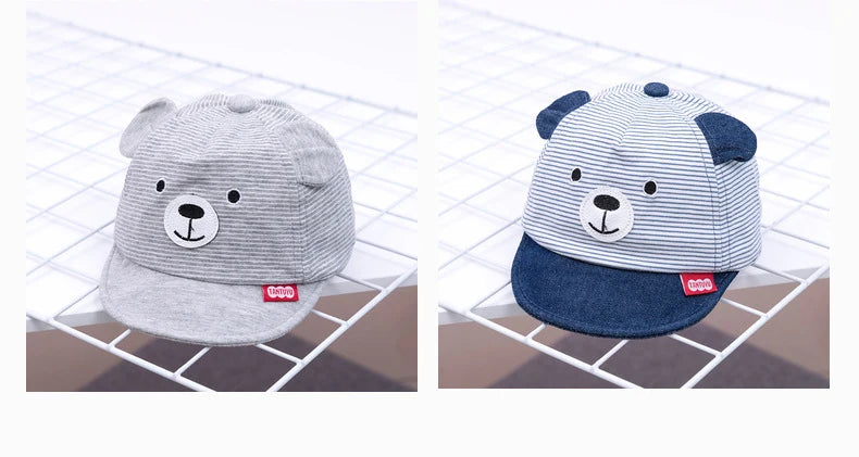 Baby Bear Baseball Cap New Spring Summer Cute Cartoon Solid Sunhat Boys Girls Cotton Snapback Caps Kid Hip Hop Fishing Hat 3-12M