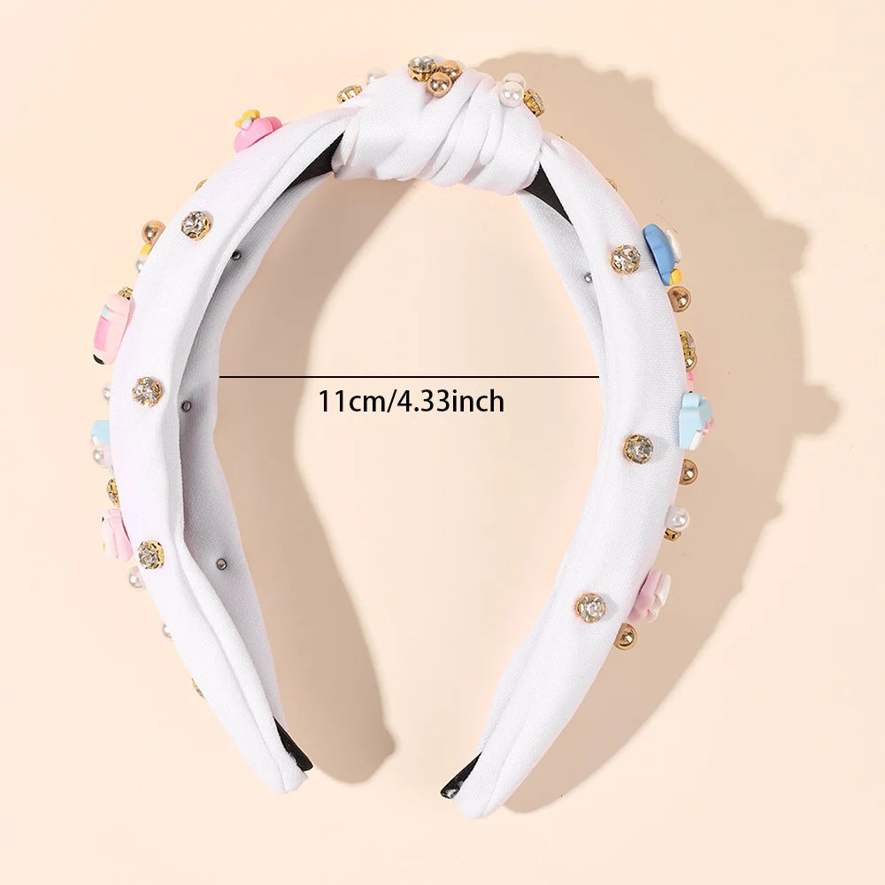 Knotted Wide Headbands Diadem For Back To School Pearls Pencil Hair Bands Kids Head Hoop Girls Children Daily Tiara Accessories