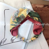 Clearance Fresh Colorful Turban Headbands Women Spring Summer Chiffon Headband Head Wrap Wide Lattice Hairband Hair Accessories