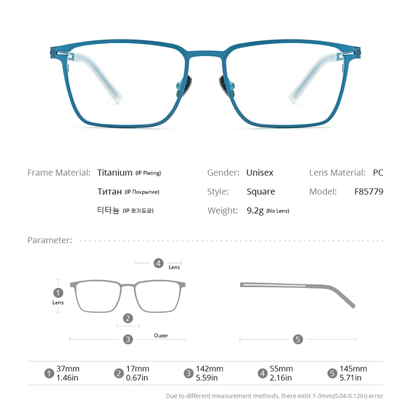 FONEX Titanium Glasses Frame Men New Brand Design Square Eyewear Ultralight-Weight Japanese High Quality Eyeglasses Frames 85779